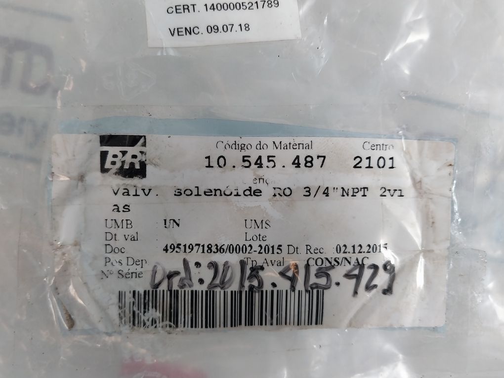 Smc Vxz2350-06N-7Gr1-b Solenoid Valve