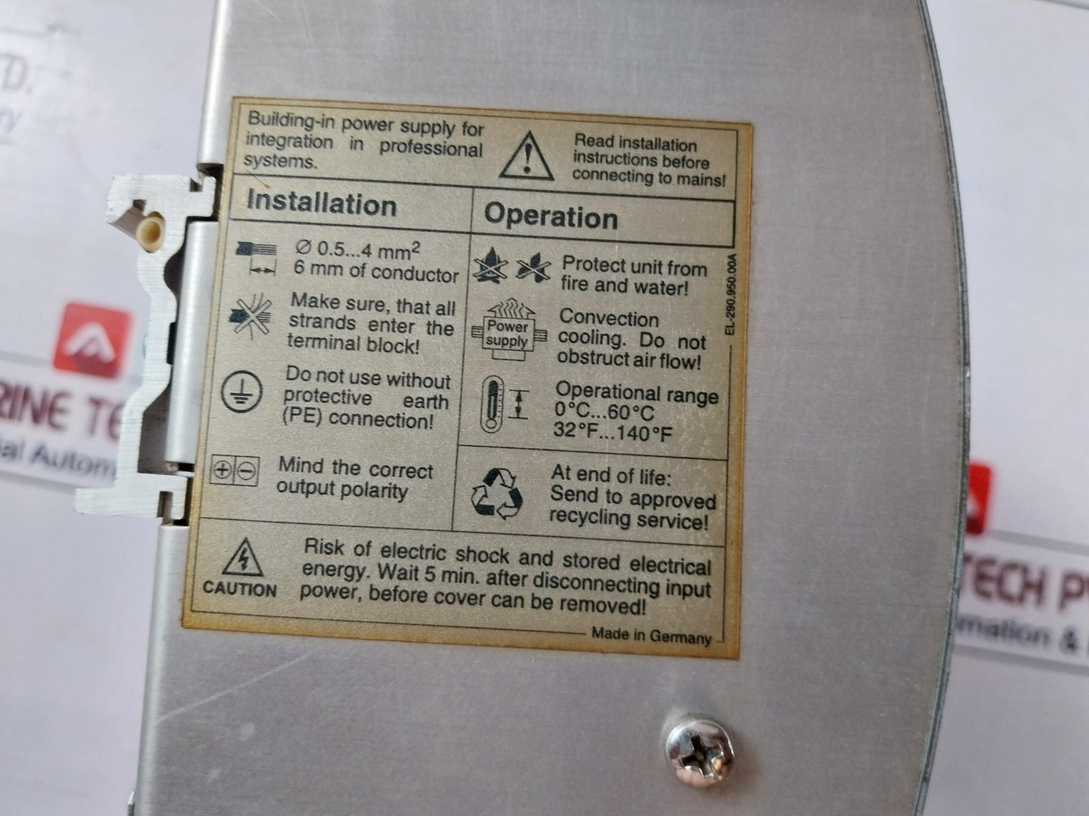 Sola Sdn 20-24-100 Electronically Protected Power Supply Dc 24V/20A