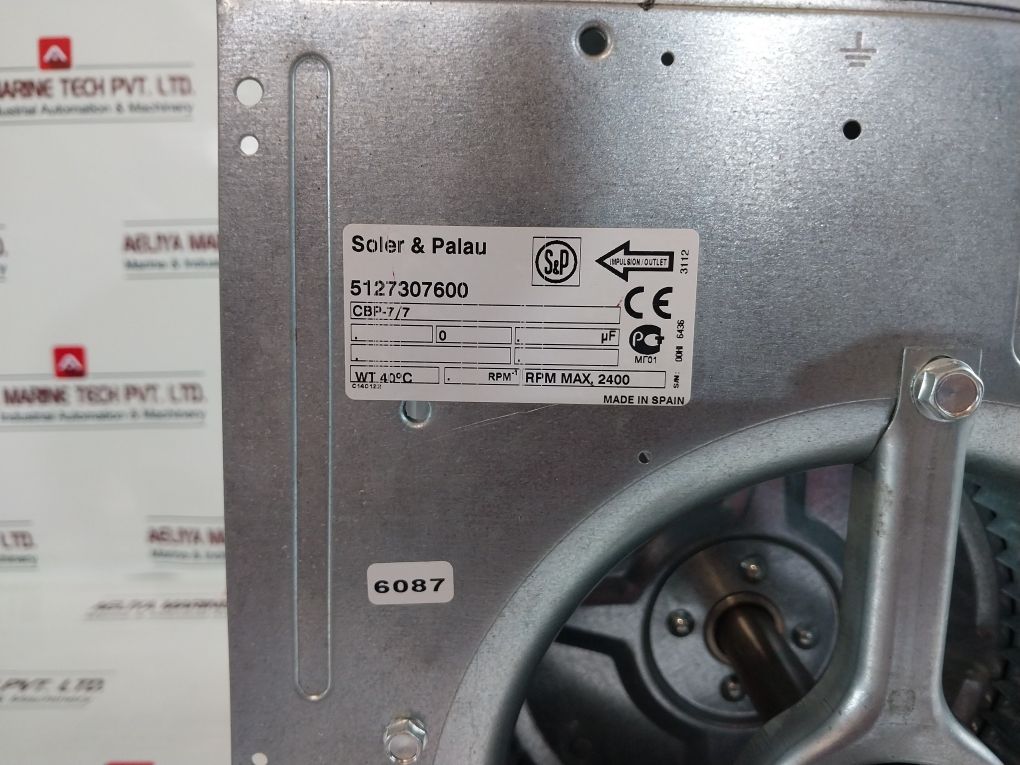 Soler & Palau 5127307600 Fan Blower Cbp-7/7 Wt 40°C Rpm Max. 2400