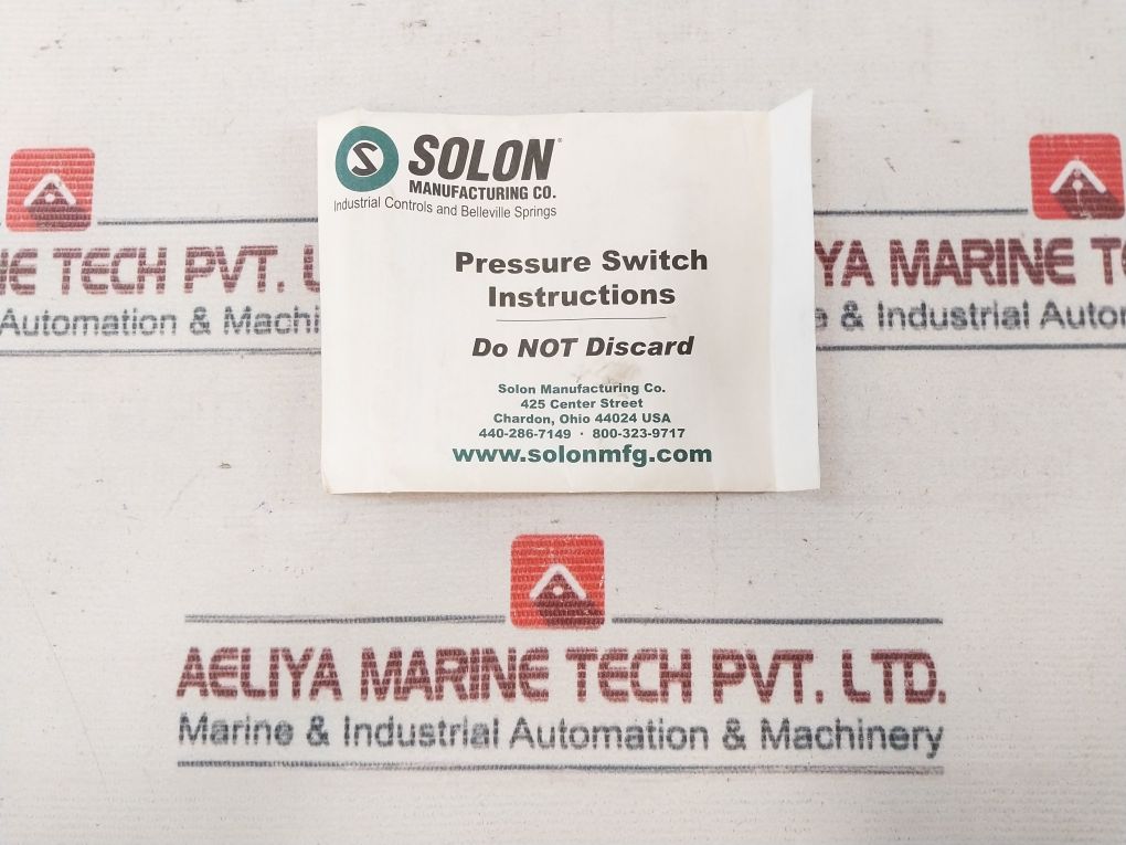 Solon 0-100 Wc/Dp Pressure Switch 1500 Psi