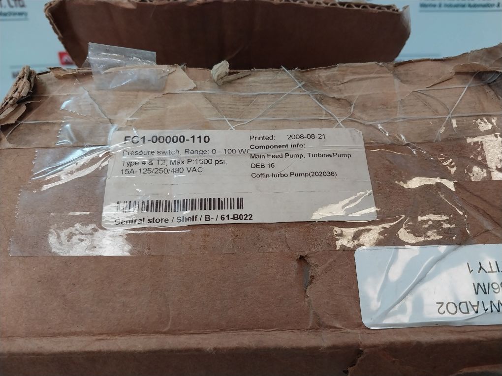 Solon 0-100 Wc/Dp Pressure Switch 1500 Psi
