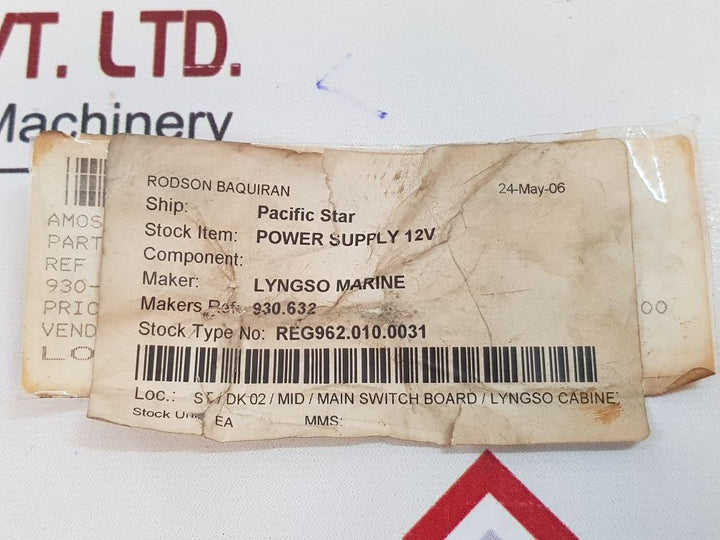 Soren T. Lyngso 930.632 Power Supply 12 V