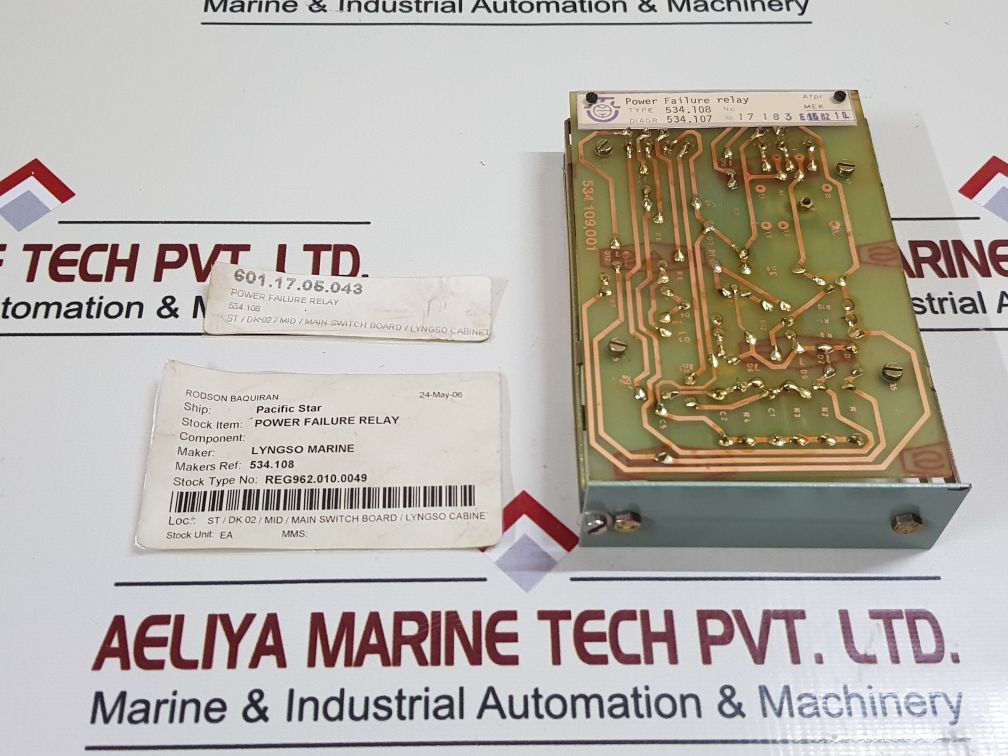 Soren T.Lyngso 534.108 Power Failure Relay 534.109.001
