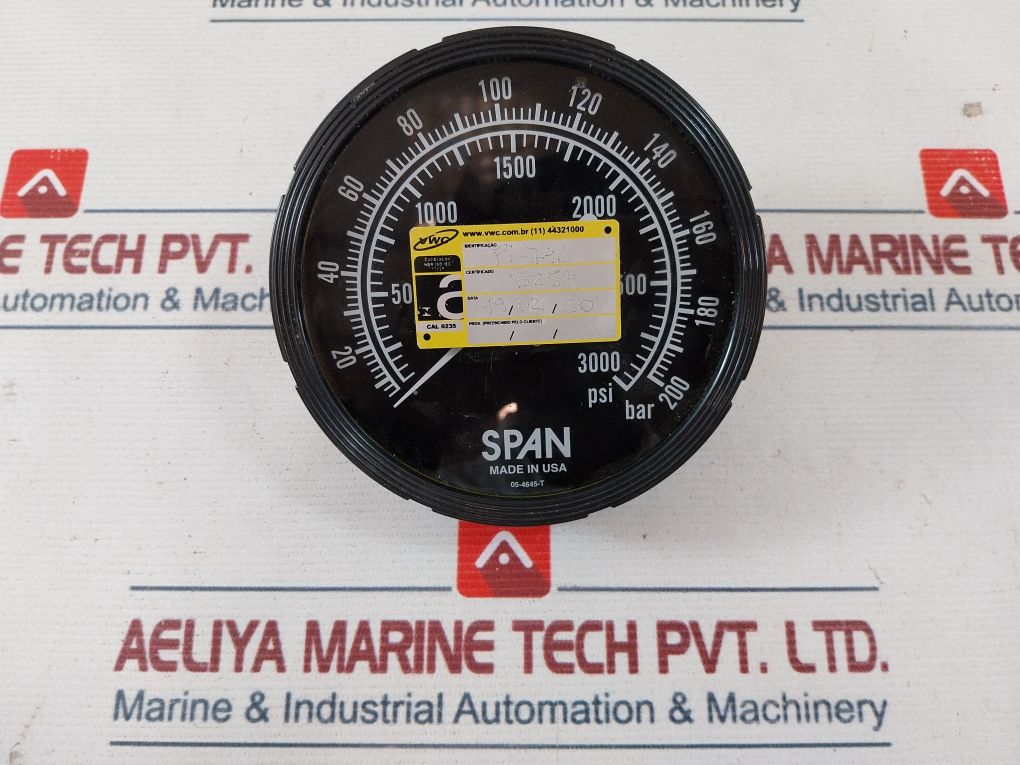 Span 0-3000 Psi Pressure Gauge 0-200 Bar