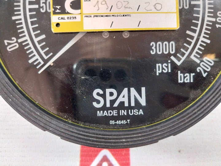 Span 0-3000 Psi Pressure Gauge 0-200 Bar