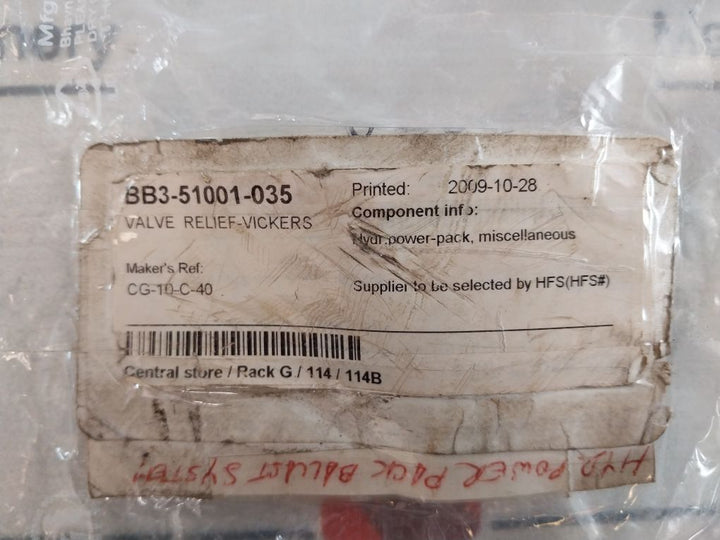 Sperry Vickers Cc 10 C20 Relief Valve
