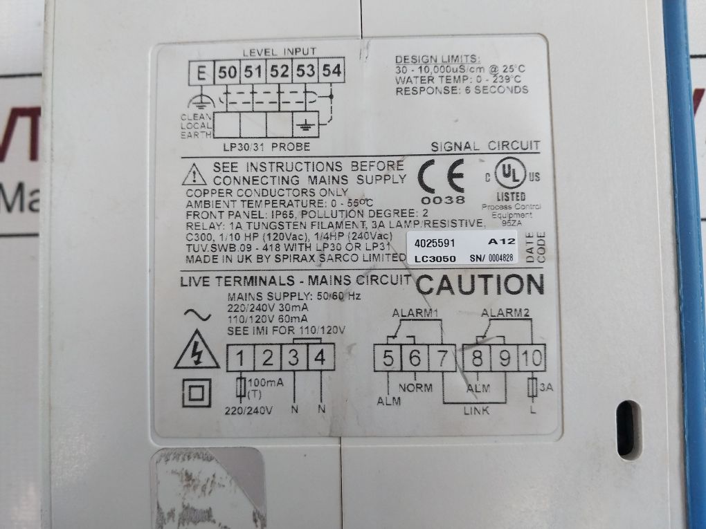 Spirax Sarco Lc3050 Level Controller 