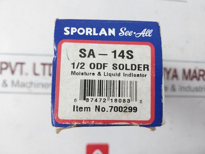 Sporlan Sa-14S See-all Moisture & Liquid Indicator 1/2 Odf Solder