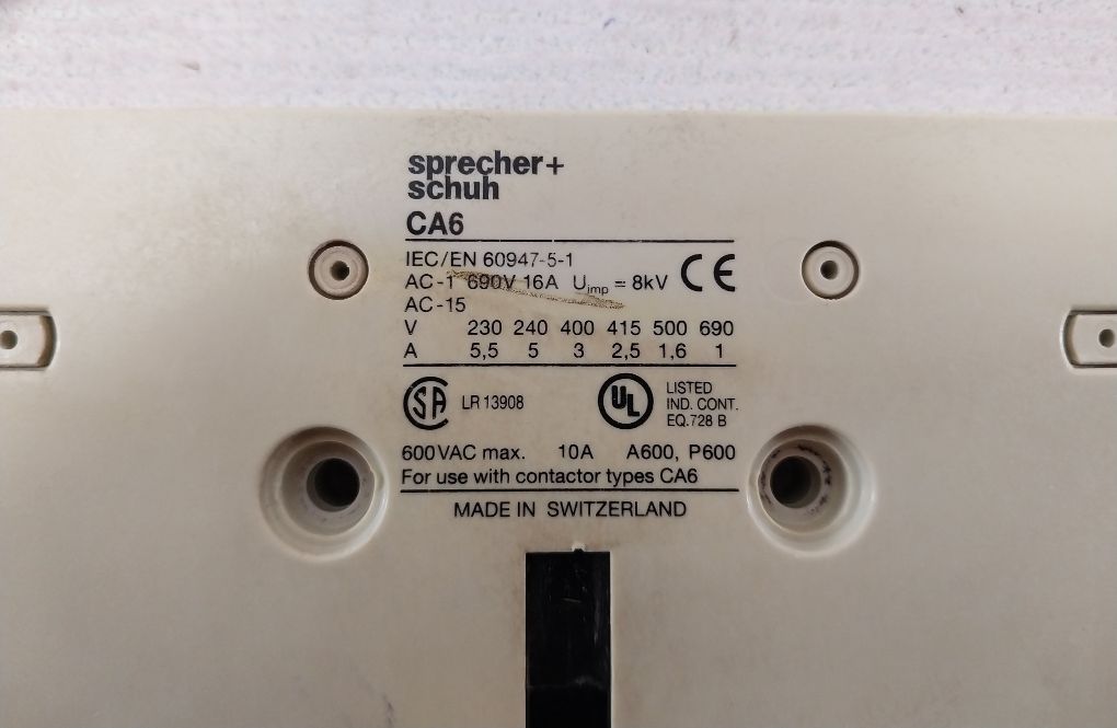 Sprecher+Schuh Ca6 Contactor 600Vac