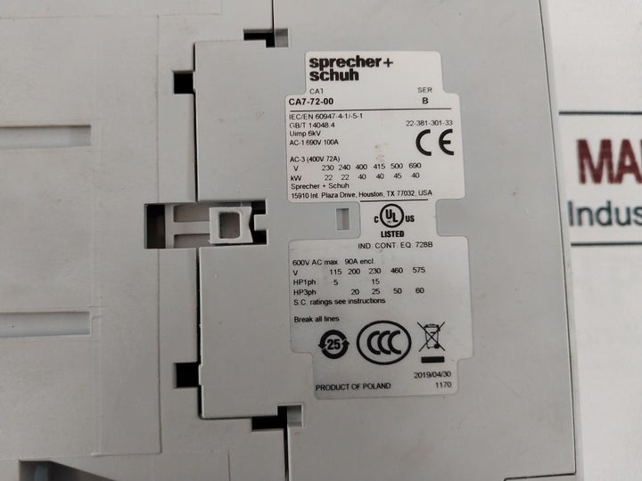 Sprecher+Schuh Ca7-72-00