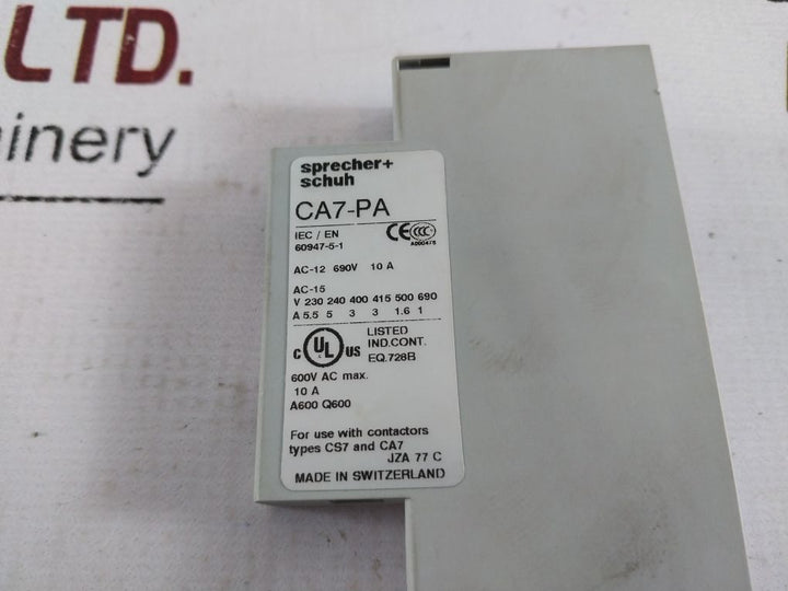 Sprecher+Schuh Ca7-pa-11 Auxiliary Contacts Side Mount