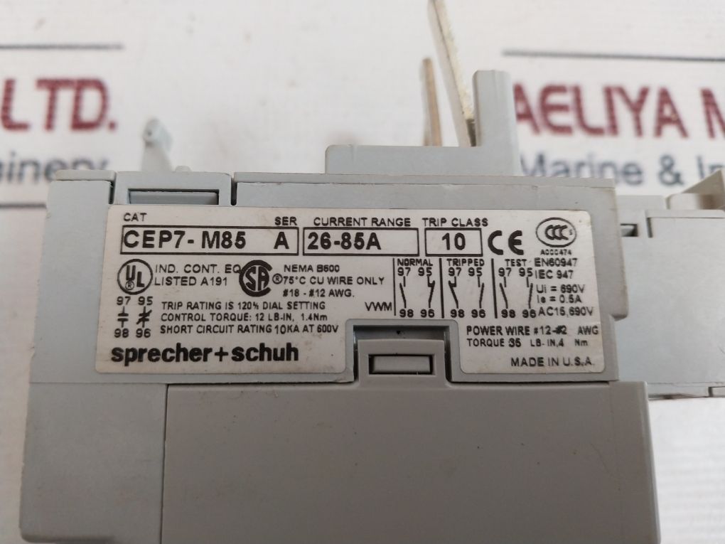 Sprecher+Schuh Cep7-m85 Solid State Overload Relay