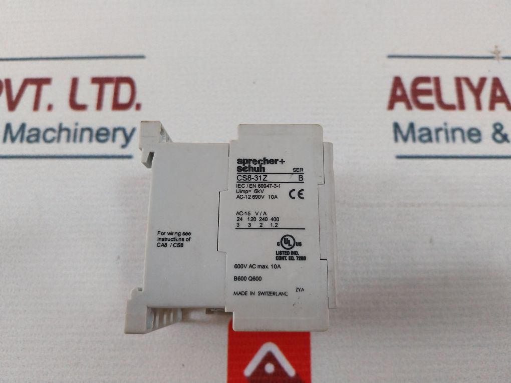 Sprecher+Schuh Cs8-31Z Control Relay 600Vac 10A 