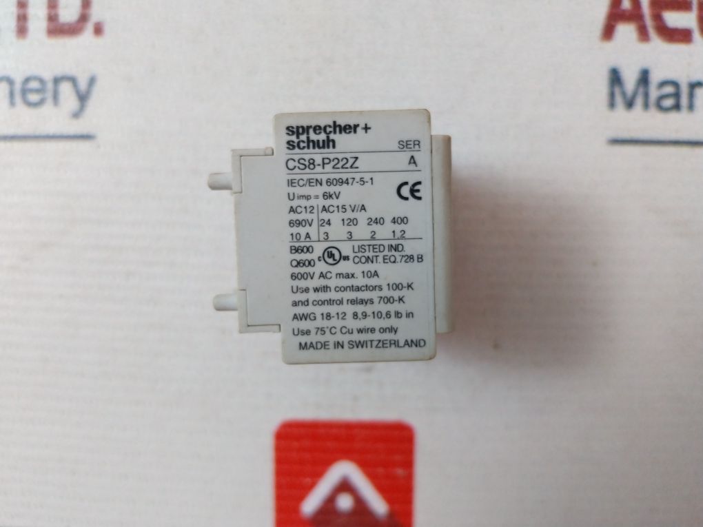 Sprecher + Schuh Cs8-p22Z Series A Auxiliary Contact Block