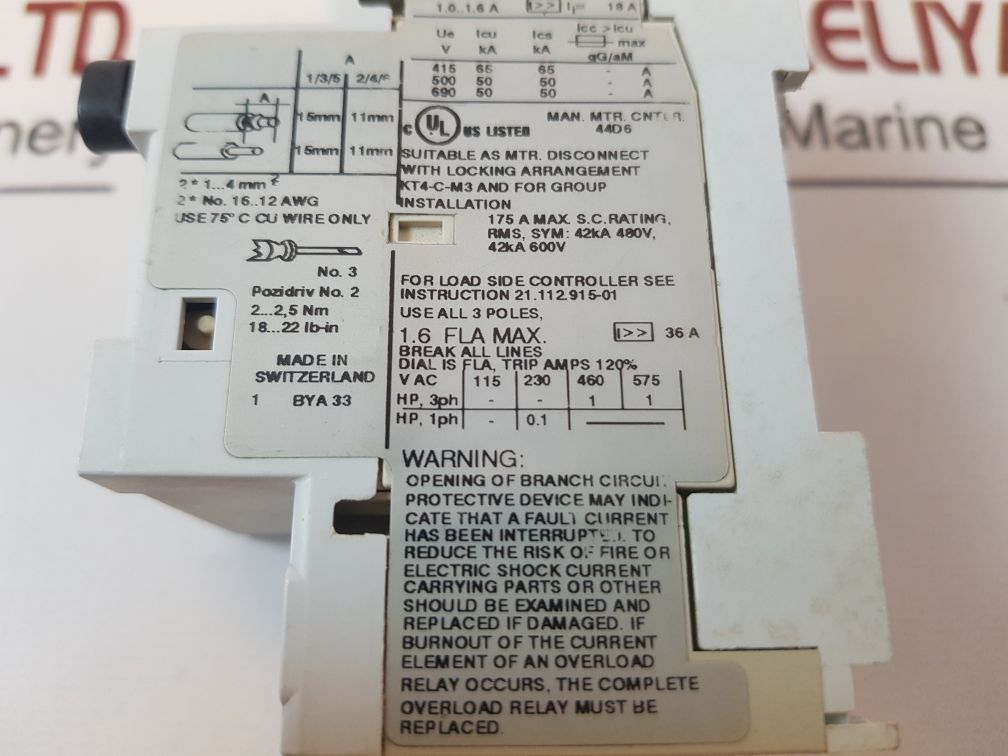 Sprecher+Schuh Kt4-c2A-b16 Manual Motor Starter