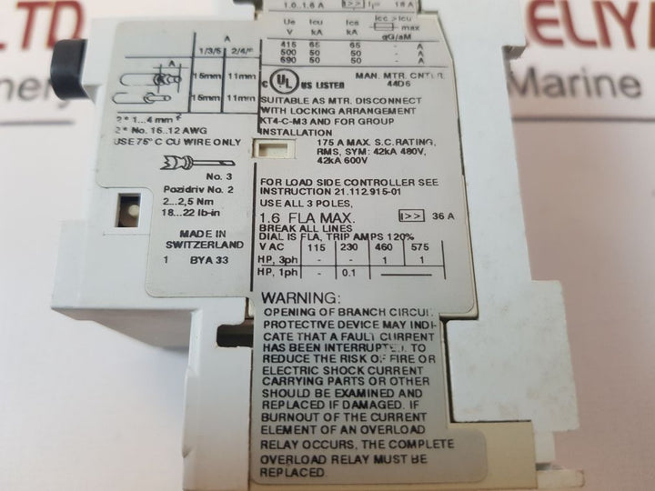 Sprecher+Schuh Kt4-c2A-b16 Manual Motor Starter