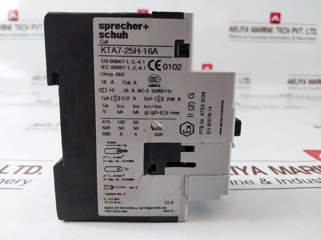Sprecher+Schuh Kta7-25H-16A Motor Starter/Circuit Breaker Kt7-pe1-10