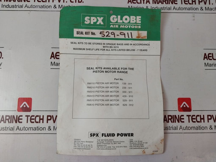 Spx Globe 529-911 Motor F/510 Seal Kit