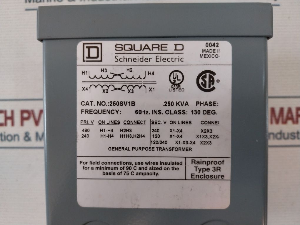 Square D 250Sv1B General Purpose Transformer 