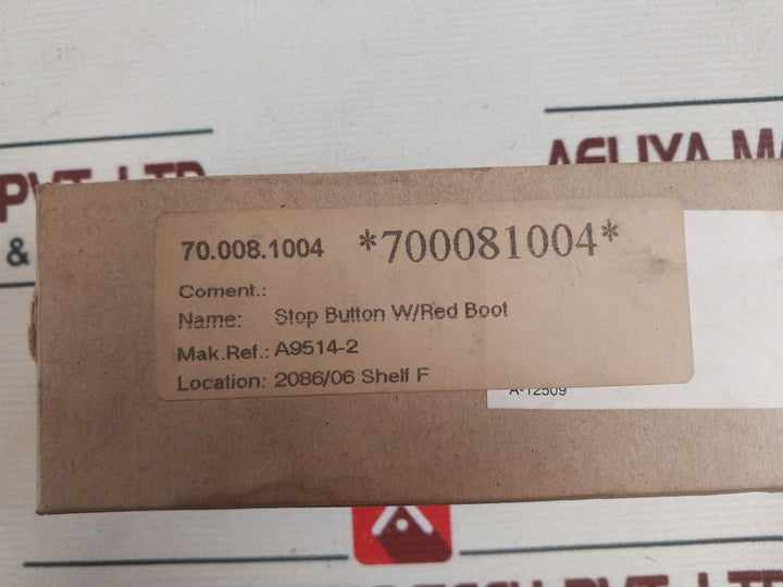 Square D 9001 Ka2 Stop Button W/Red Boot