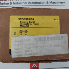 Square D 9013Ghg1S8J54 Pressure Switch 110 Psi 2 Pole