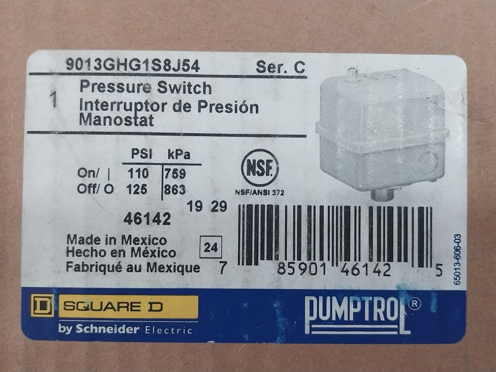 Square D 9013Ghg1S8J54 Ser C Pressure Switch