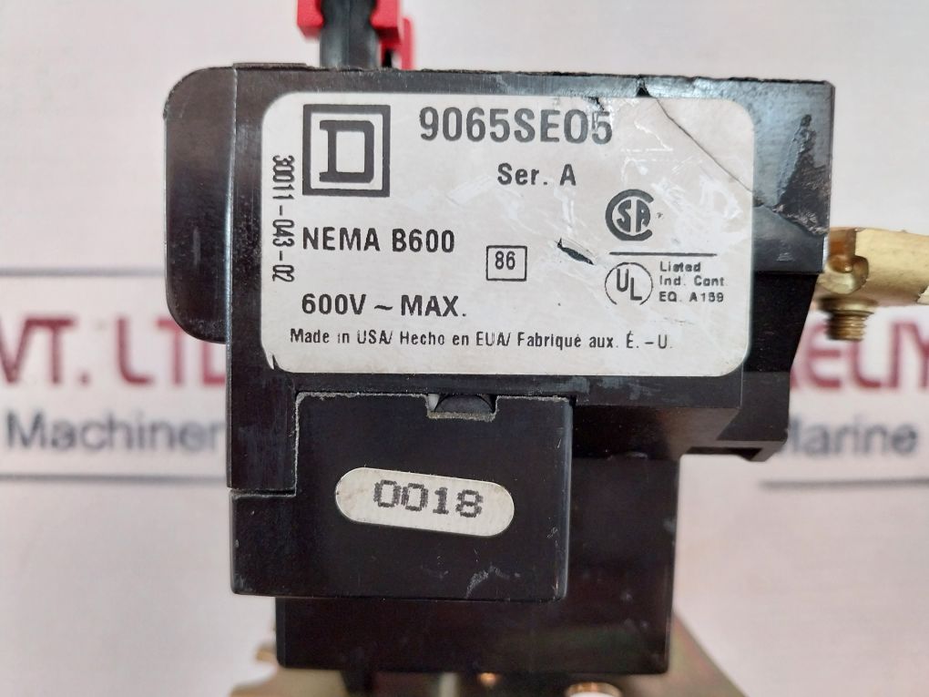 Square D 9065Se05 Thermal Overload Relay 600V~