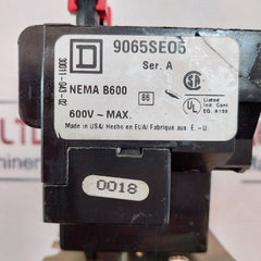 Square D 9065Se05 Thermal Overload Relay 600V~