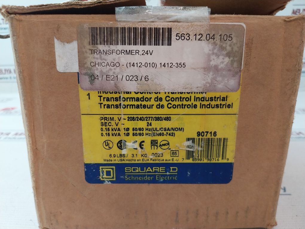 Square D 9070T150D19 Industrial Control Transformer