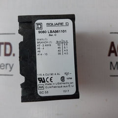 Square D 9080 Lba361101 Ser.C Miniature Distribution Block