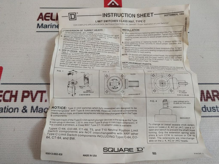 Square D C54B2 Limit Switch