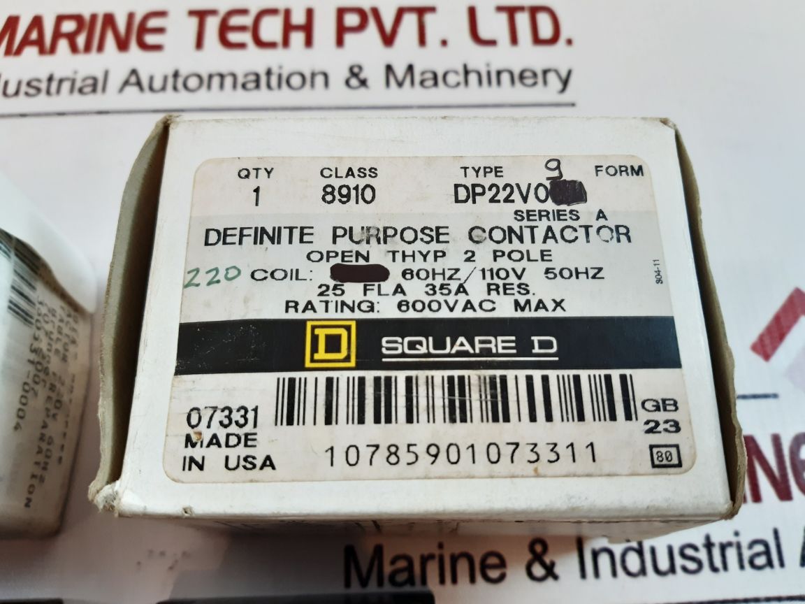 Square d dp22 v09 definite purpose contactor