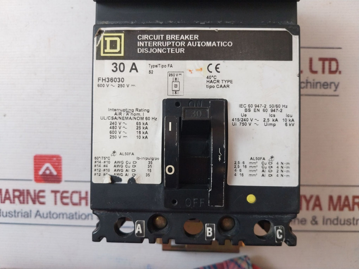 Square D Fh36030 Circuit Breaker 30A 600V