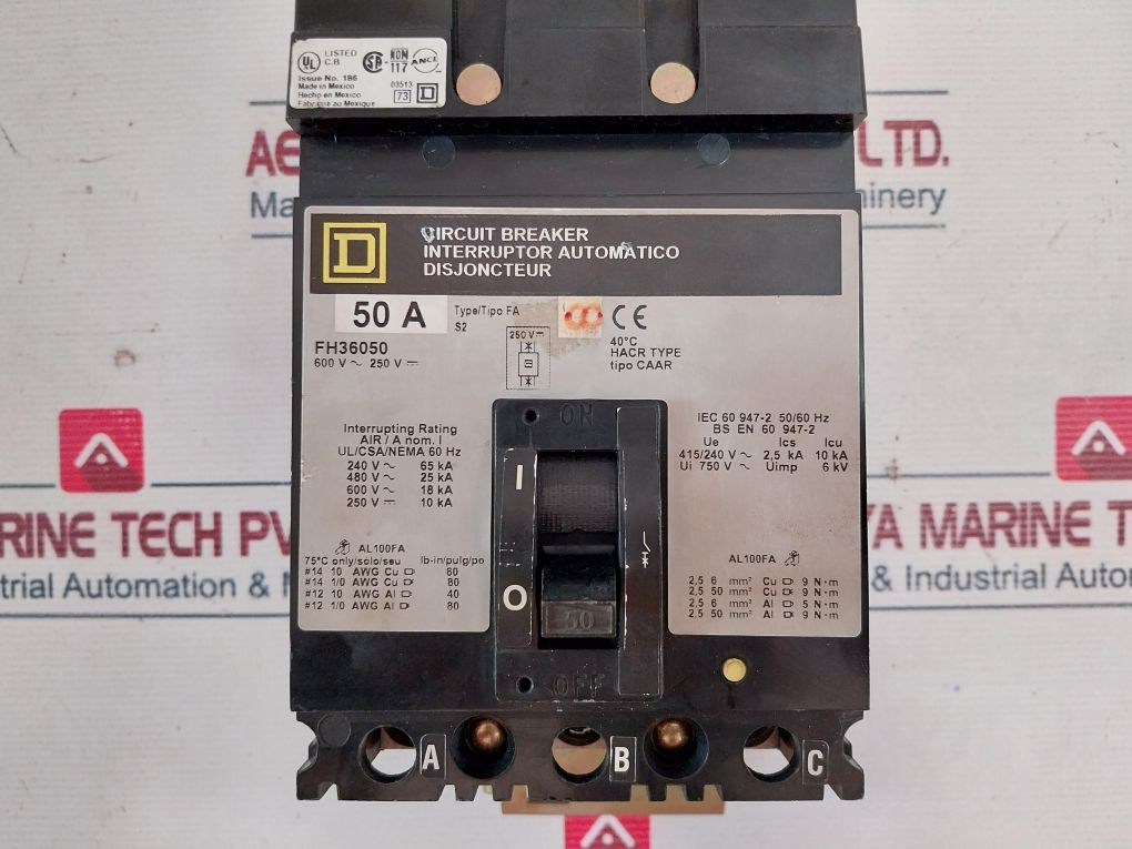 Square D Fh36050 Circuit Breaker 50A