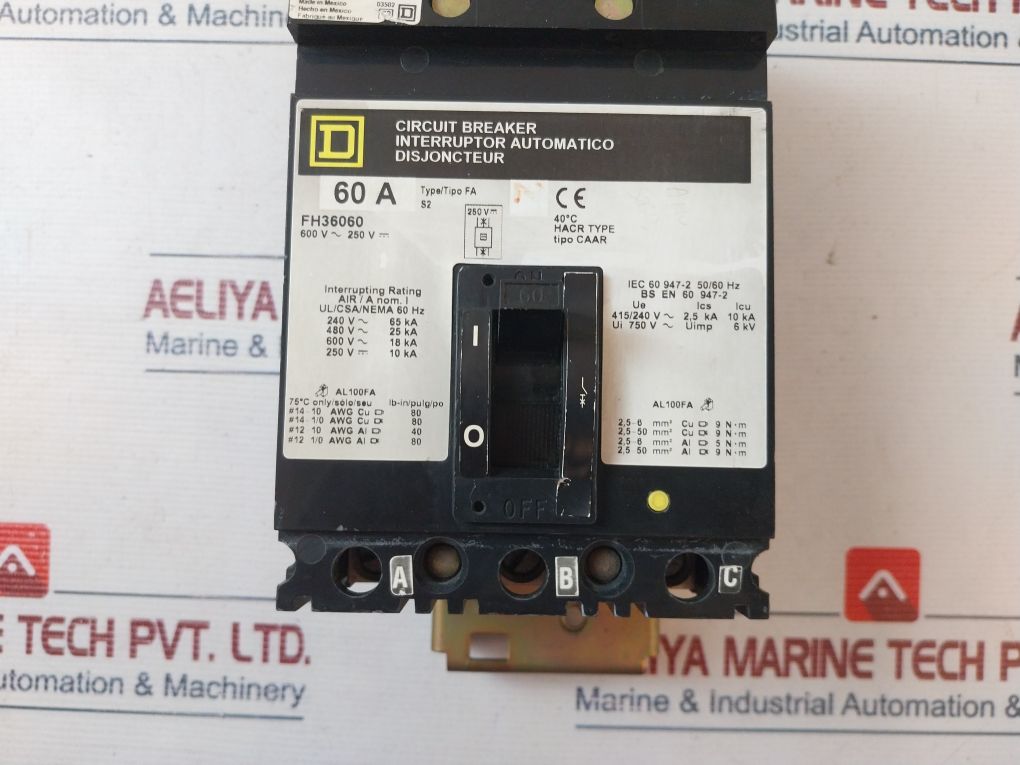 Square D Fh36060 Circuit Breaker 60A 600V