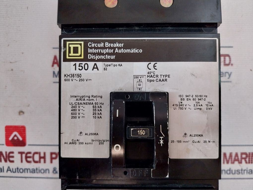 Square D Kh36150 Circuit Breaker 600V~ 150 A