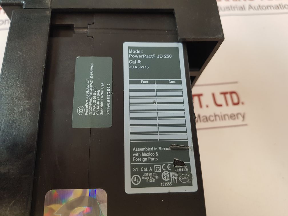 Square D Powerpact Jd 250 Jda36175 Circuit Breaker