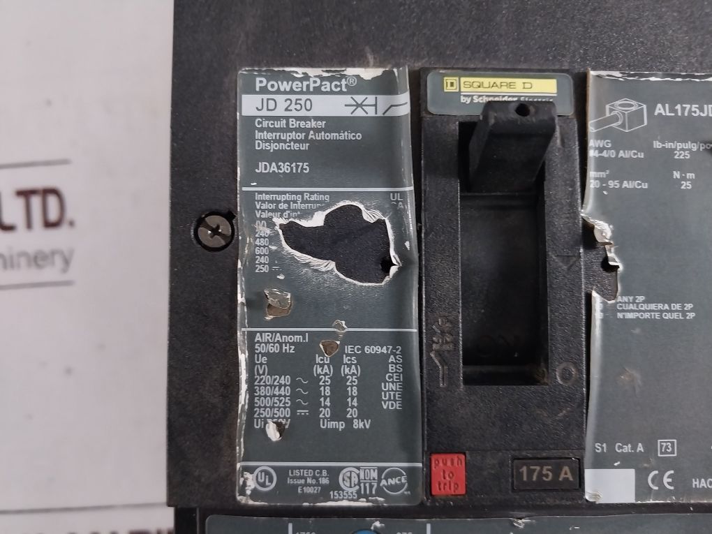 Square D Powerpact Jd 250 Circuit Breaker Jda36175