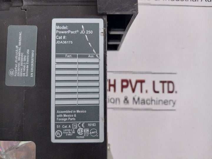 Square D Powerpact Jd 250 Circuit Breaker Jda36175
