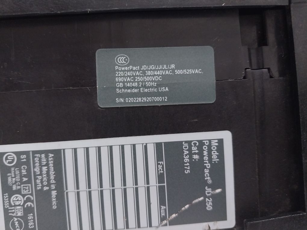 Square D Powerpact Jd 250 Circuit Breaker Jda36175