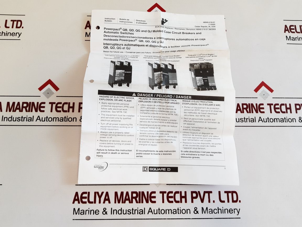 Square D Qbl22100 Powerpact Circuit Breaker 240~(V) 10(Ka)