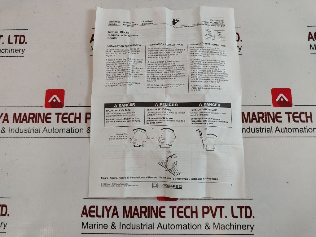 Lot Of 9X Square D 9080Gd6 Terminal Blocks Ser. B