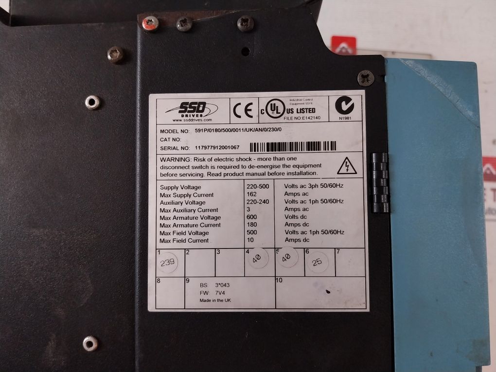 Ssd Drives 591P/0180/500/0011/Uk/An/0/230/0 Dc590+ Integrator Series