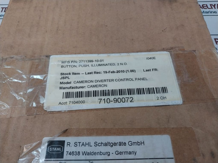 Stahl 8018/3133-al-6M Illuminated Push Button For Panel Mounting 2711399-10-01