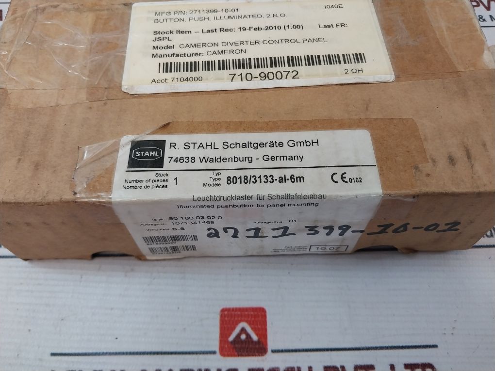 Stahl 8018/3133-al-6M Illuminated Push Button For Panel Mounting 2711399-10-01
