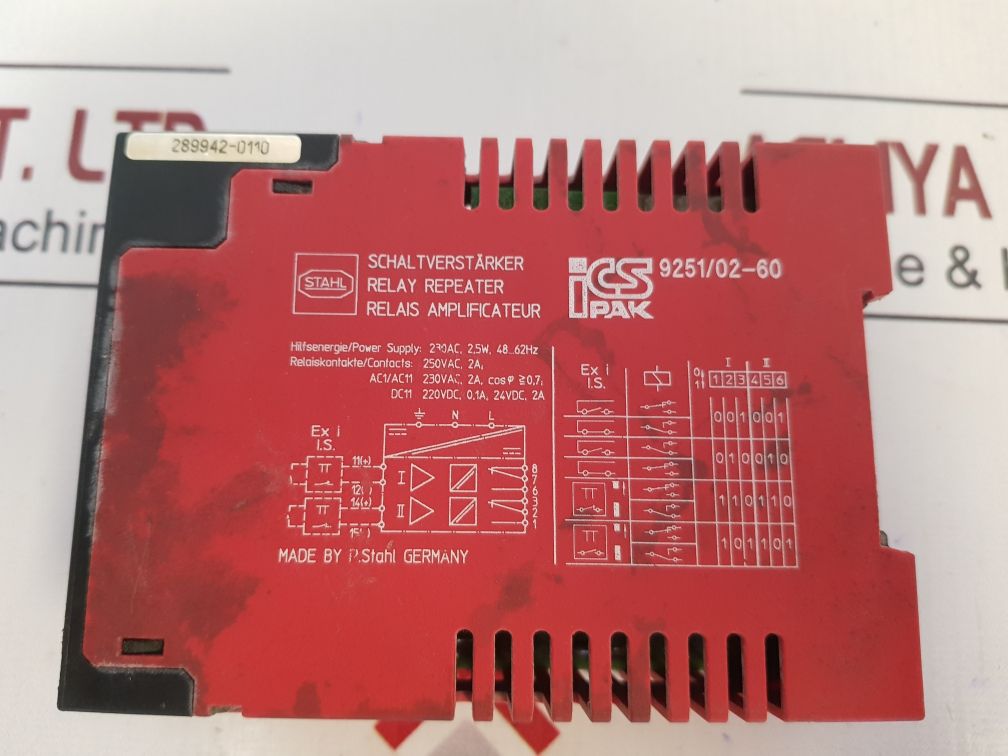 Stahl 9251/02-60 Relay Repeater Amplifier 230V Ac