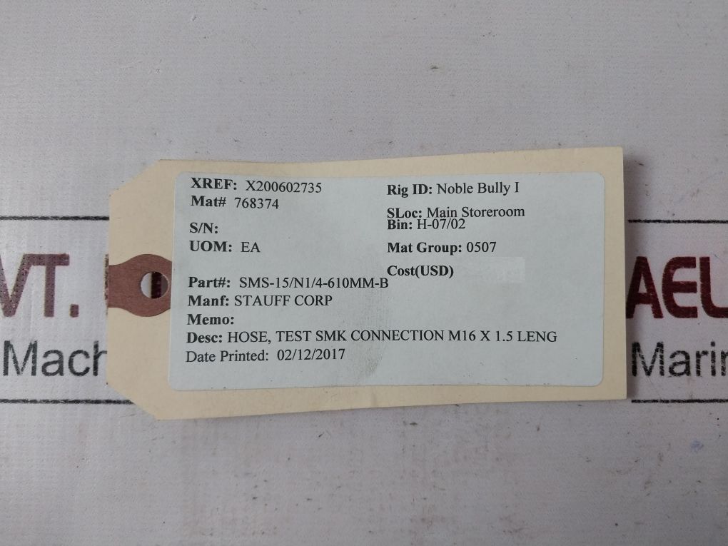 Stauff Sms-15/N1/4-610Mm-b Test Coupling Hose