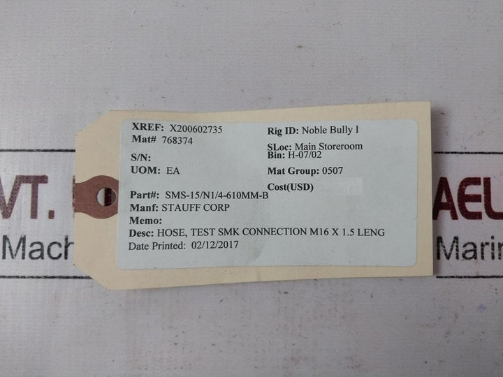 Stauff Sms-15/N1/4-610Mm-b Test Coupling Hose