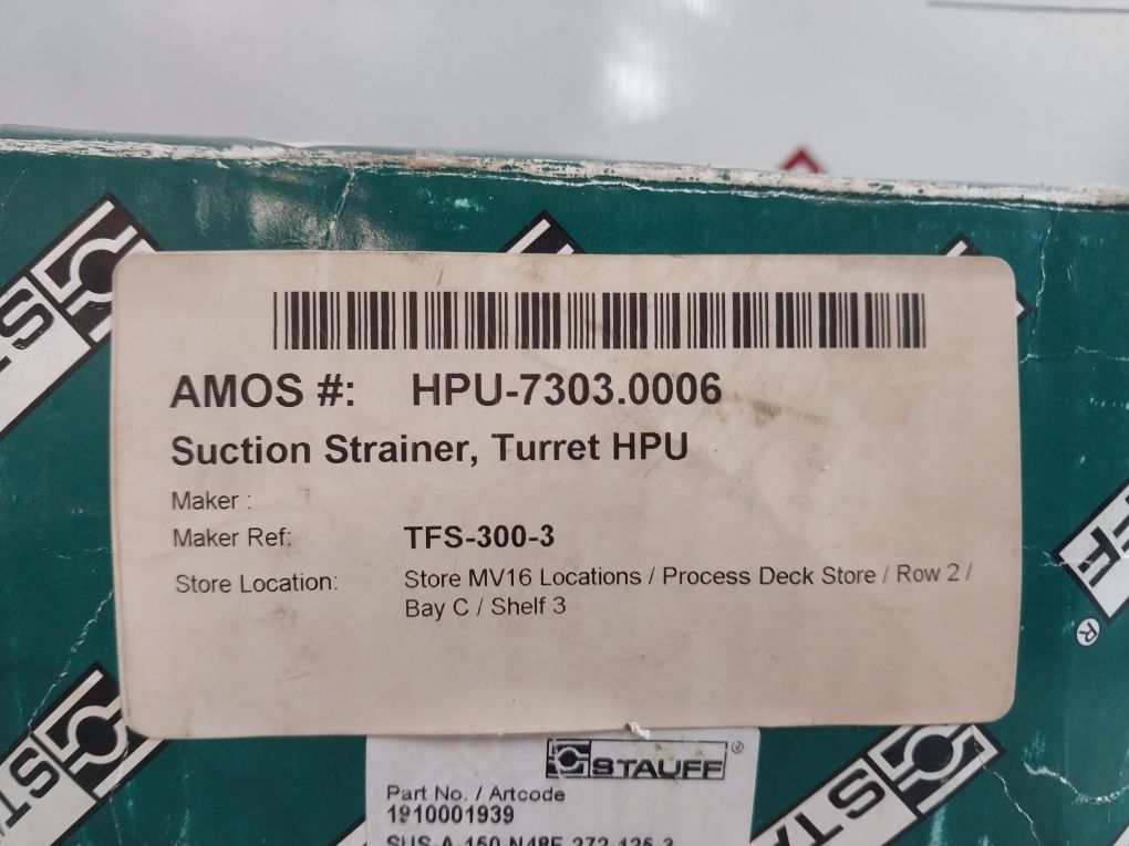 Stauff Sus-a-150-n48F-272-125-3 Suction Strainer 1910001939