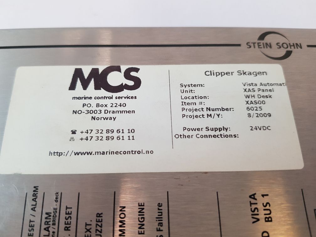Stein Sohn Extension Alarm System Xas Panel Xas00